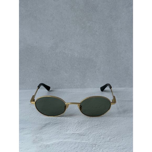 NEW Bottega Veneta BV1470S Gold Green Oval Sunglasses $615 main image 4